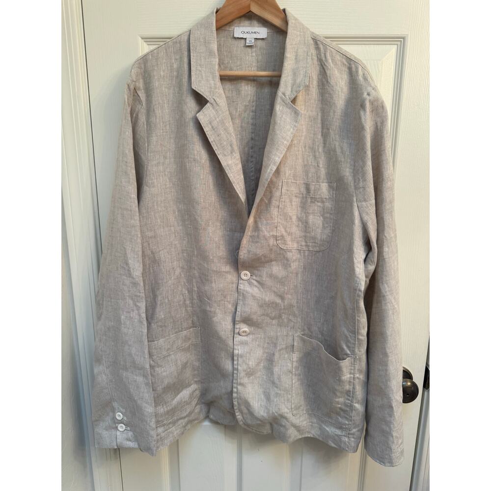 Men’s 100% French Linen Single Breasted Blazer Jacket Size XXL